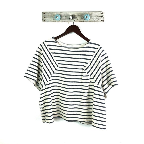 Promod Tops - Promod L White Striped Boxy Over-Sized Top